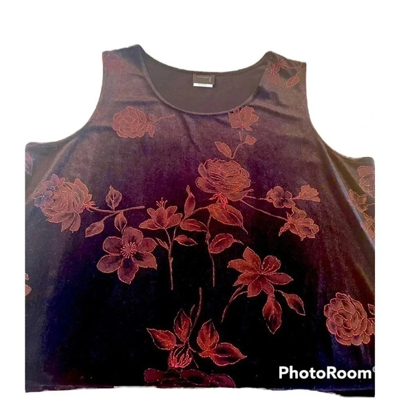 VINTAGE 90’ss. NWT’s. Vintage Studio velour floral sleeveless top - Picture 2 of 11